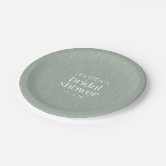 Rustisch Sage Green Botanical Floral Vrijgezellenf Papieren Bordje (Gekanteld)