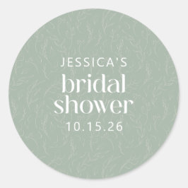 Rustisch Sage Green Botanical Floral Vrijgezellenf Ronde Sticker