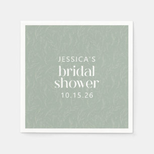 Rustisch Sage Green Botanical Floral Vrijgezellenf Servet