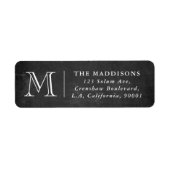 Rustisch schoolbord familie monogram retouradres etiket (Voorkant)