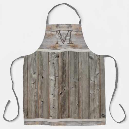 Rustisch Schort met houtentoongrijs klassieke mono (Voorkant)