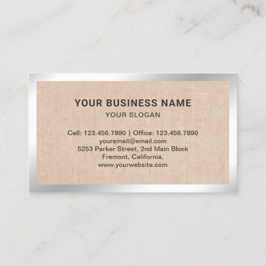 Rustisch schotelstaal visitekaartje (Achterkant)