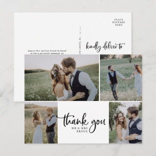 Rustisch script 4 Foto Collage Weddenschap Harteli Briefkaart