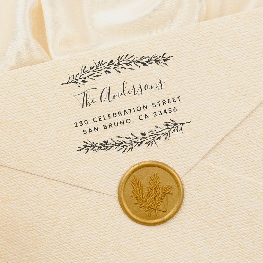 Rustisch script | Aangepast Botanisch Retouradres Rubberstempel