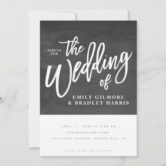 Rustisch script-alkboard kaart (Voorkant)