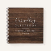 Rustisch Script Barn Wood Pas getrouwd Guestbook Notitieboek (Voorkant)