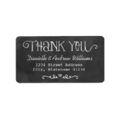 Rustisch script bedankt Chalkboard Wedding Black Etiket (Voorkant)