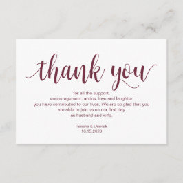 Rustisch script, Bourgogne, bruiloft Dank je Informatiekaartje