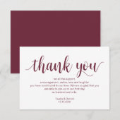Rustisch script, Bourgogne, bruiloft Dank je Informatiekaartje (Voorkant / Achterkant)