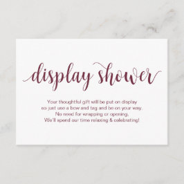 Rustisch script, Bourgogne kleur, Display Shower Informatiekaartje