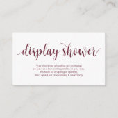 Rustisch script, Bourgogne kleur, Display Shower Informatiekaartje (Voorkant)