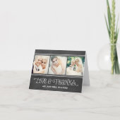 Rustisch script Chalkboard Wedding Black Bedankkaart (Voorkant)