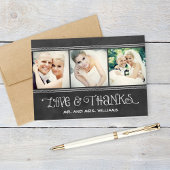 Rustisch script Chalkboard Wedding Black Bedankkaart
