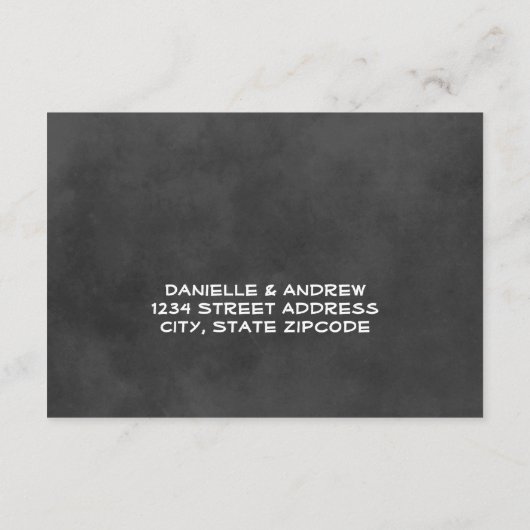 Rustisch script Chalkboard Wedding Black RSVP Kaartje (Achterkant)