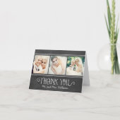 Rustisch script Chalkboard Wedding Photo Collage Bedankkaart (Voorkant)