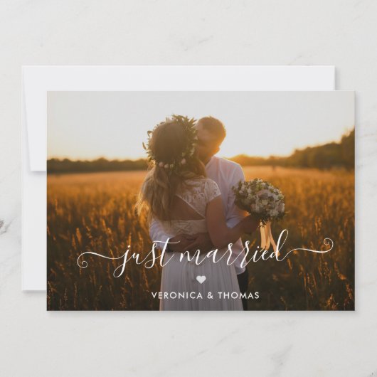 Rustisch script Foto gewoon gehuwd met Elopement W Kaart (Voorkant)