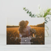 Rustisch script Foto gewoon gehuwd met Elopement W Kaart (Staand voorkant)