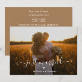 Rustisch script Foto gewoon gehuwd met Elopement W Kaart (Voorkant / Achterkant)