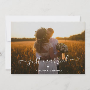 Rustisch script Foto gewoon gehuwd met Elopement W Kaart