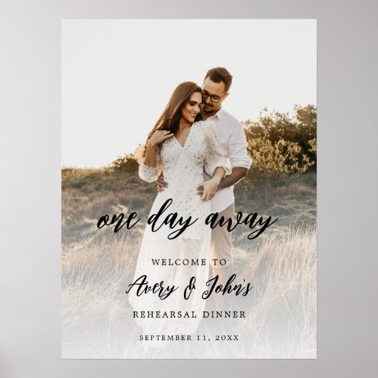 Rustisch script foto op één dag weg repetitief din poster (Voorkant)