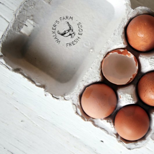 Rustisch script Happy Hen Egg Stamp Rubberstempel