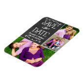 Rustisch Script-karton Opslaan Datum foto zwart Magneet (Linkerzijde)