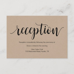 Rustisch script, kraft black, Wedding Reception Informatiekaartje