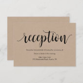 Rustisch script, kraft black, Wedding Reception Informatiekaartje (Voorkant / Achterkant)