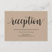 Rustisch script, kraft black, Wedding Reception Informatiekaartje (Voorkant)