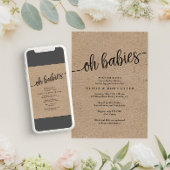 Rustisch Script Kraft Oh baby's Twins Baby shower Kaart