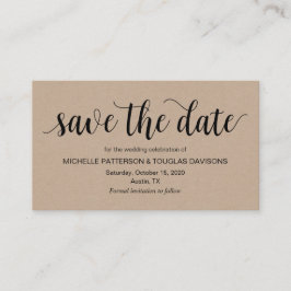 Rustisch script, kraft, Wedding Save the date Informatiekaartje