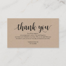 Rustisch script, kraft, zwart, bruiloft Dank je Informatiekaartje