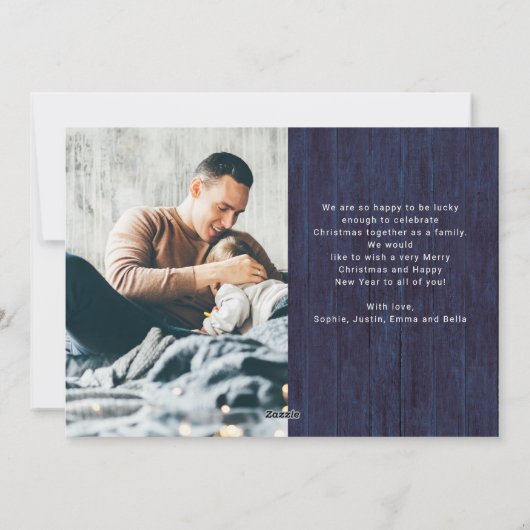 Rustisch script multi-fotoraster | Vrolijk kerstfe Feestdagenkaart (Achterkant)