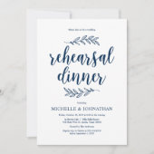 Rustisch script, Navy Blue, Wedding Rehearsal Dinn Kaart (Voorkant)