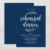 Rustisch script, Navy Blue, Wedding Rehearsal Dinn Kaart (Voorkant / Achterkant)
