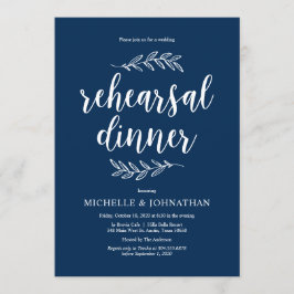 Rustisch script, Navy Blue, Wedding Rehearsal Dinn Kaart