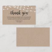 Rustisch script, string licht, bruiloft Dank je Informatiekaartje (Voorkant / Achterkant)