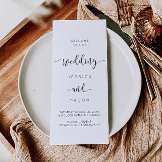 Rustisch script Tri-Fold Wedding Program Flyer