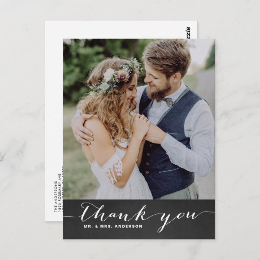 Rustisch Script Wedding Verticaal Dank u Briefkaar Briefkaart (Voorkant / Achterkant)