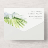 Rustisch Script Winery Vineyard Mountain Wedding All In One Uitnodiging (Achterkant)