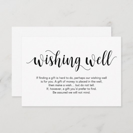 Rustisch script, zwart, weddenschap goed informatiekaartje (Voorkant / Achterkant)