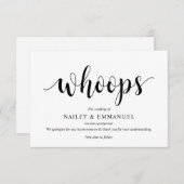 Rustisch script, zwart, weddenschap uitstellen, be informatiekaartje (Voorkant / Achterkant)