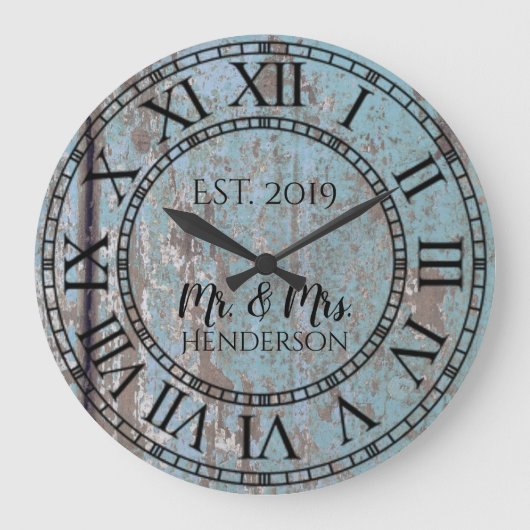  Rustisch Shabby Chic Distress Antiek hout Grote Klok (Voorkant)