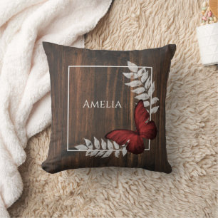 Rustisch Sierkussen met rode vlinder