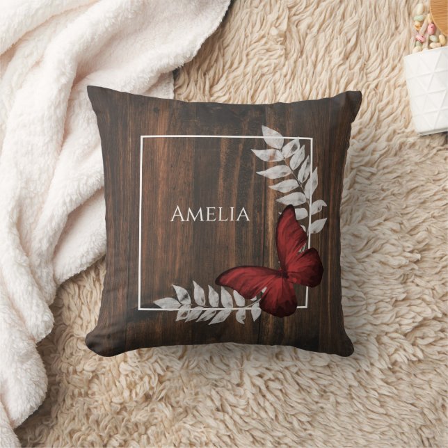 Rustisch Sierkussen met rode vlinder (Deken)