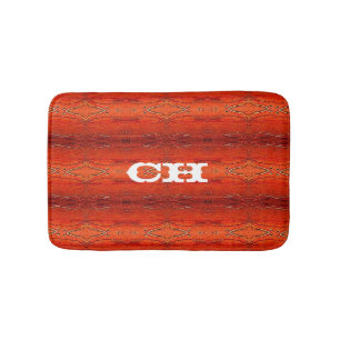 Rustisch Sinaasappel Aztec Stripes Patroonmonogram Badmat