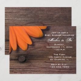 Rustisch Sinaasappel Daisy Baby shower Kaart