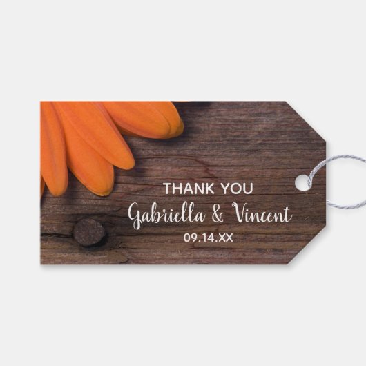 Rustisch Sinaasappel Daisy Country Barn Wedding fo Cadeaulabel (Voorkant (Horizontaal))