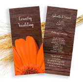 Rustisch Sinaasappel Daisy Country Barn Wedding Pr Programmakaart