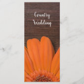 Rustisch Sinaasappel Daisy Country Barn Wedding Pr Programmakaart (Voorkant)